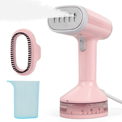 Steamer for Clothes, 1500W Portable Handheld Travel Garment Steamer, Steam Iron, Fabric Wrinkles Remover, 15s Fast Heat-up, Pink