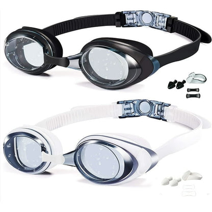 Swim Goggles 2 Pack Anti-Fog Waterproof Anti-UV Clear Vision Silicone
