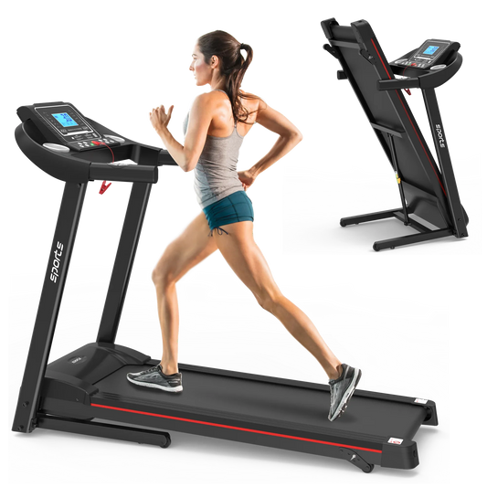 VLDTDRDI Automatic Folding Treadmill with 8mph Speed,50.4" Longer Portable Running Walking Compact Exercise Machine with 5" Screen Display,12 Preset Program, 4-Level Incline and Bluetooth Music