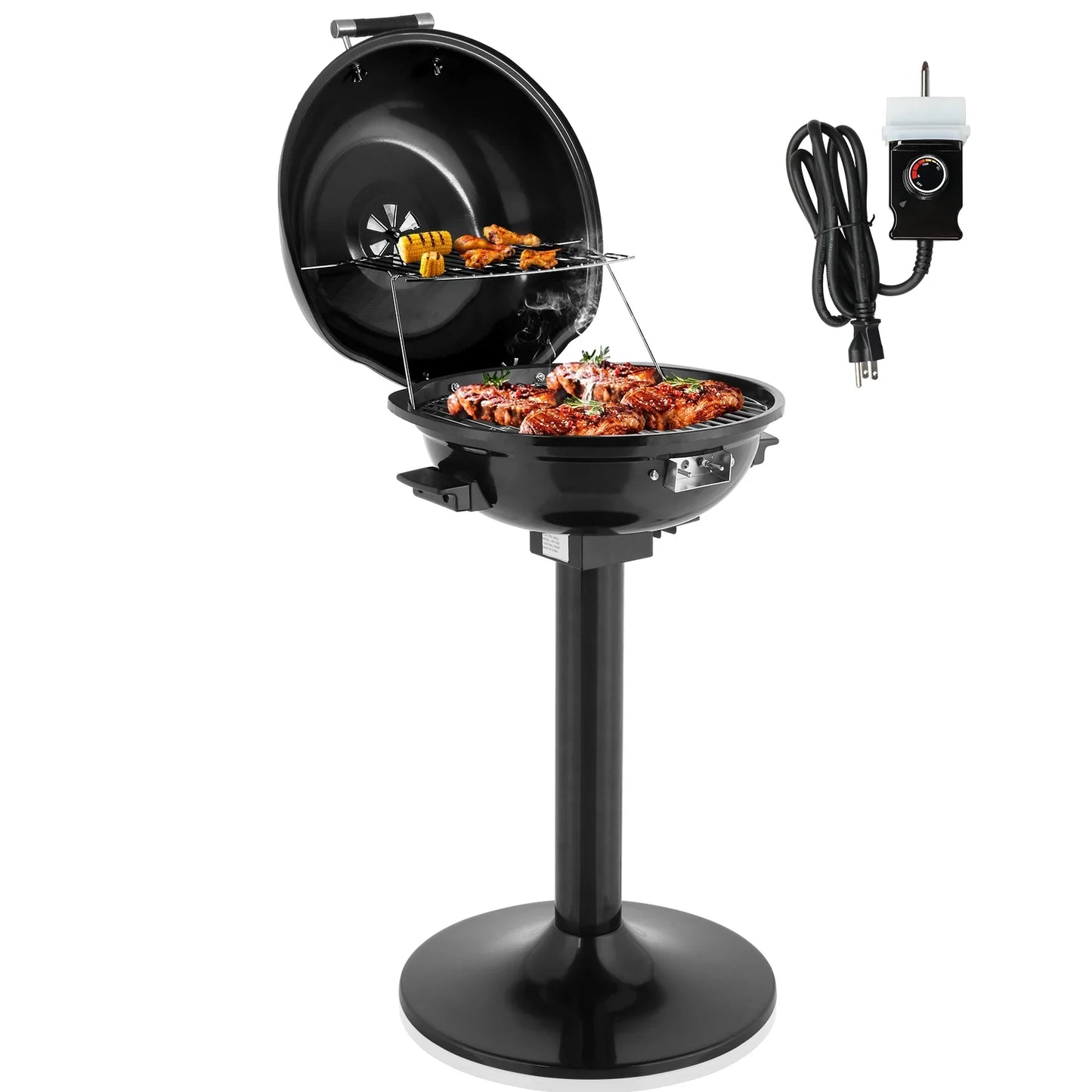 Zintown Grill Electric Grill Outdoor Standing Barbeque Grill Adjustable Temperature Control for Patio Backyad Black