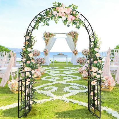 SalonMore Metal Garden Arch 7 Ft Garden Arbor w/ Doors for Climbing Plant Outdoor Wedding