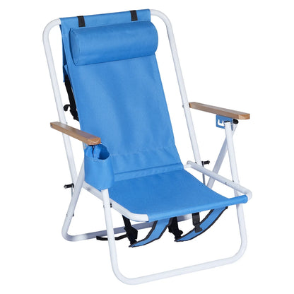 Zimtown Portable Beach Chair Folding Recliner Lounge Solid Camping Blue
