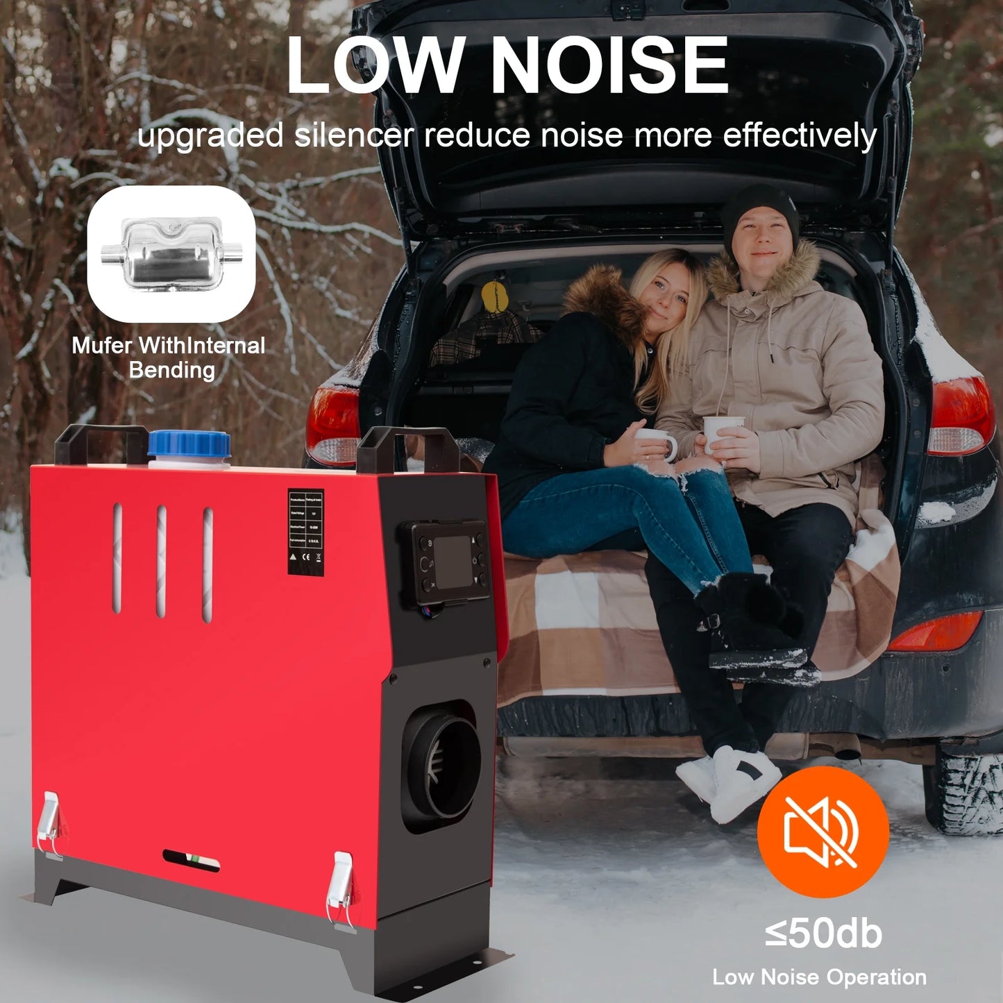 Jacgood 12V 8KW Diesel Air Heater, Black, With LCD Display, Remote Control, Silencer, for Recreational Vehicle