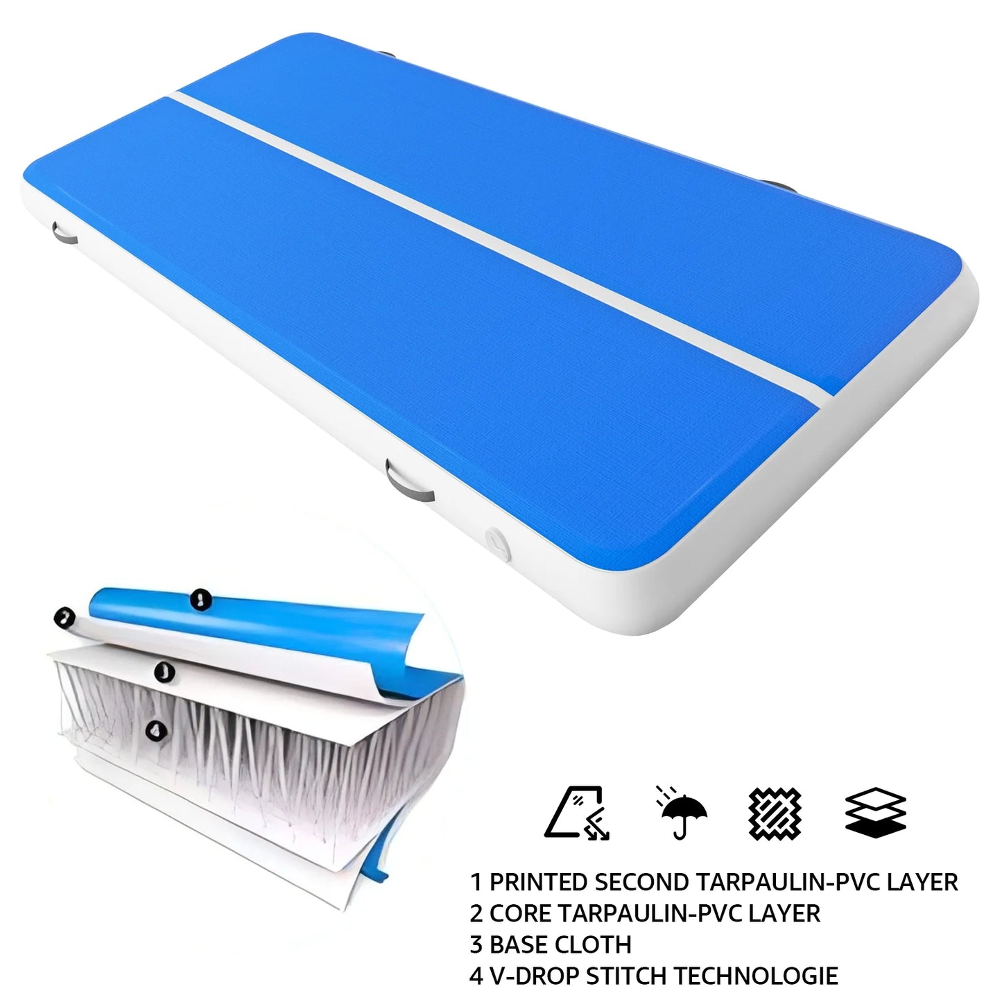 Jacgood 20FTx6.6FT Air Tumbling Track Inflatable Air Gymnastics Mat 8" Thickness for Home /Training/Cheerleading/Yoga/Water Sports with Electric Air Pump