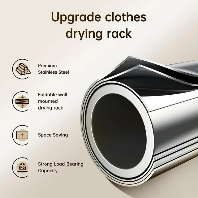 Katinyos Expandable Retractable Clothes Drying Rack, 7 Bar Space-Saving Aluminum Alloys Laundry Drying Rack, Towel Rack Wall Mounted for Laundry, Utility Room, Bathroom