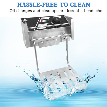 Jacgood Electric Countertop Deep Fryer 6L Dual Tank 2500W Commercial Restaurant Steel
