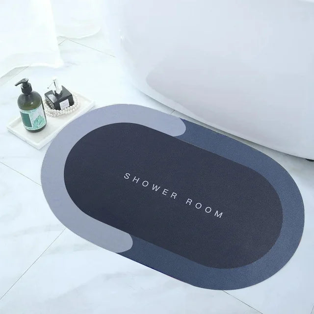 Aiteng Bathroom Rugs Super Absorbent Quick Dry Non Slip, Washable Bathroom Floor Mats Shower Rug for in Front of Bathtub Shower Room, Dark Blue