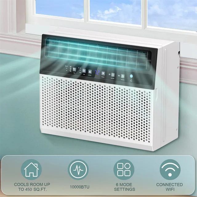 Havato 6000 BTU (10000BTU ASHERE ) Cools 450 Sq.ft w/ Wi-Fi & Remote Window Air Conditioner, White