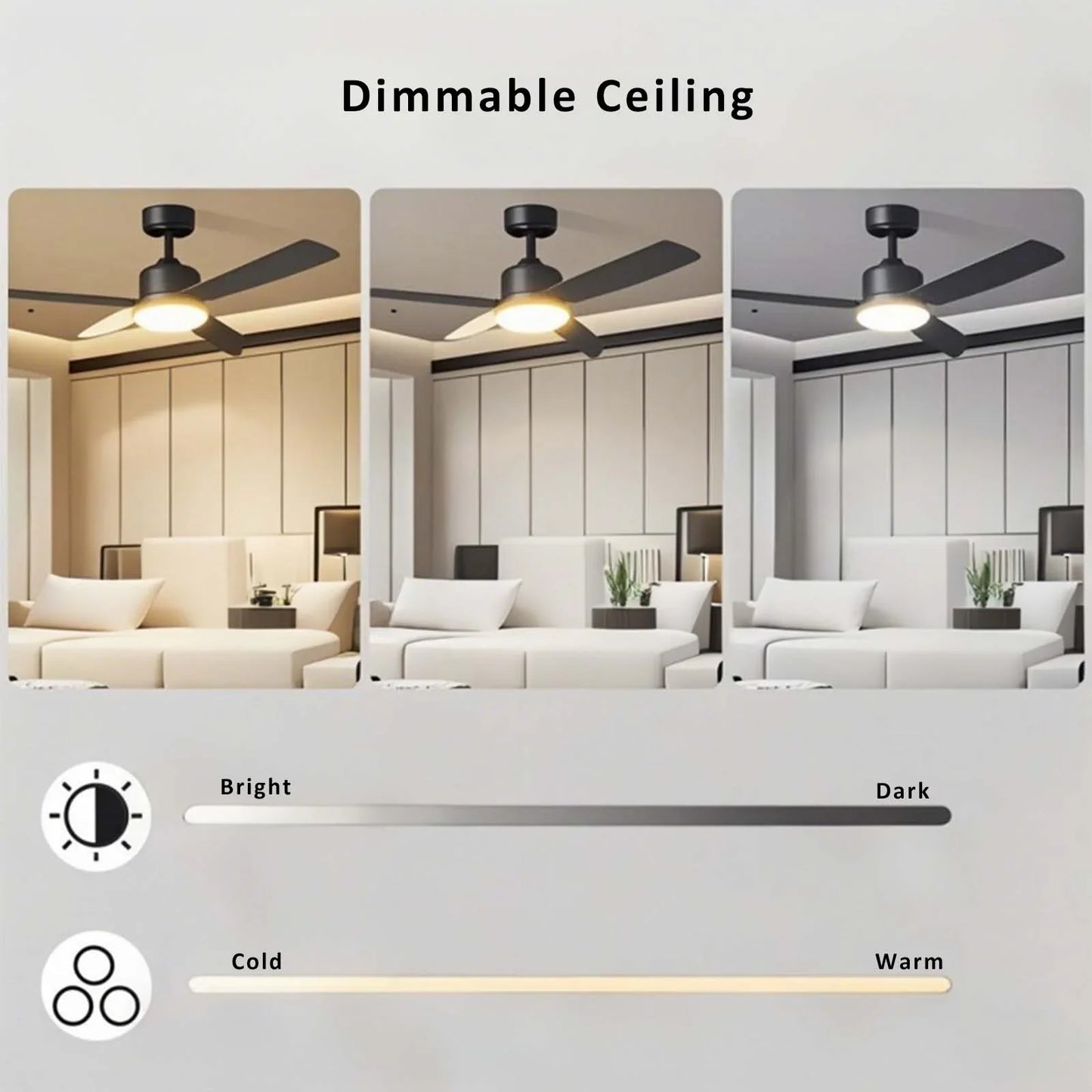 KISSAIR LED Ceiling Fan with Light, Remote Control, 6 Fan Speeds, Dimmable Brightness & Color Temperature