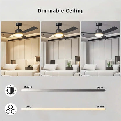 KISSAIR LED Ceiling Fan with Light, Remote Control, 6 Fan Speeds, Dimmable Brightness & Color Temperature