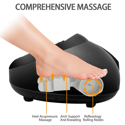 Jacgood Foot Massager with Heat, Vibration,Rolling Compression Feet Massager Machine for Plantar Fasciitis,Neuropathy Pain,Multi-Level Settings & Adjustable Intensity