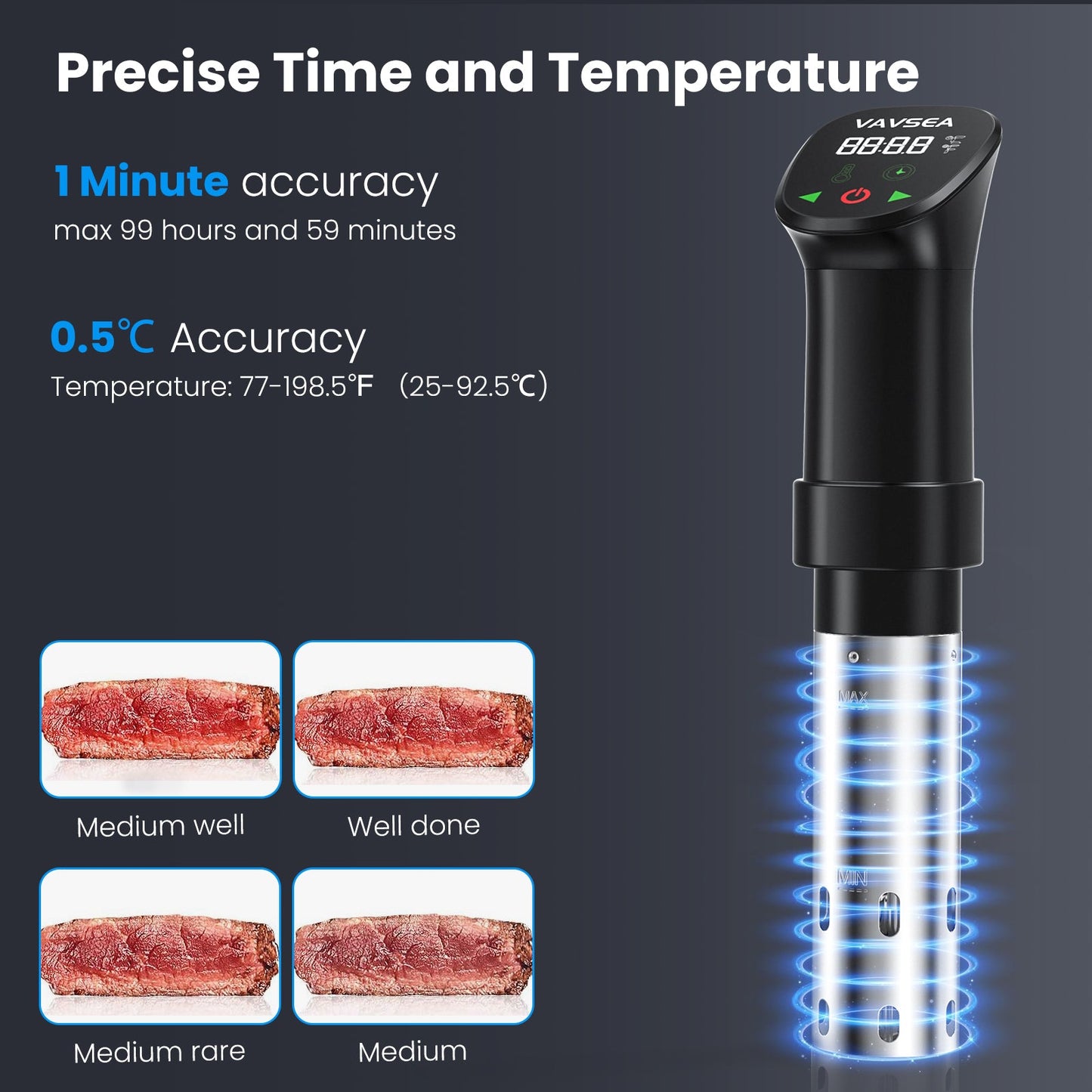 Sous Vide Machines, Precision Cooker, Waterproof Immersion Circulator with Digital Touch Screen and Accurate Temperature Time Control, Sous Vide Device for Home Kitchen