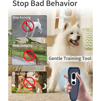 Dog Barking Control Devices Dual Sensor Anti Barking Device, Ultrasonic Dog Bark Deterrent Rechargeable/LED Flashlight, Dog Barking Deterrent Dog Whistle with Dog Training Behavior Aids 25 feet Range