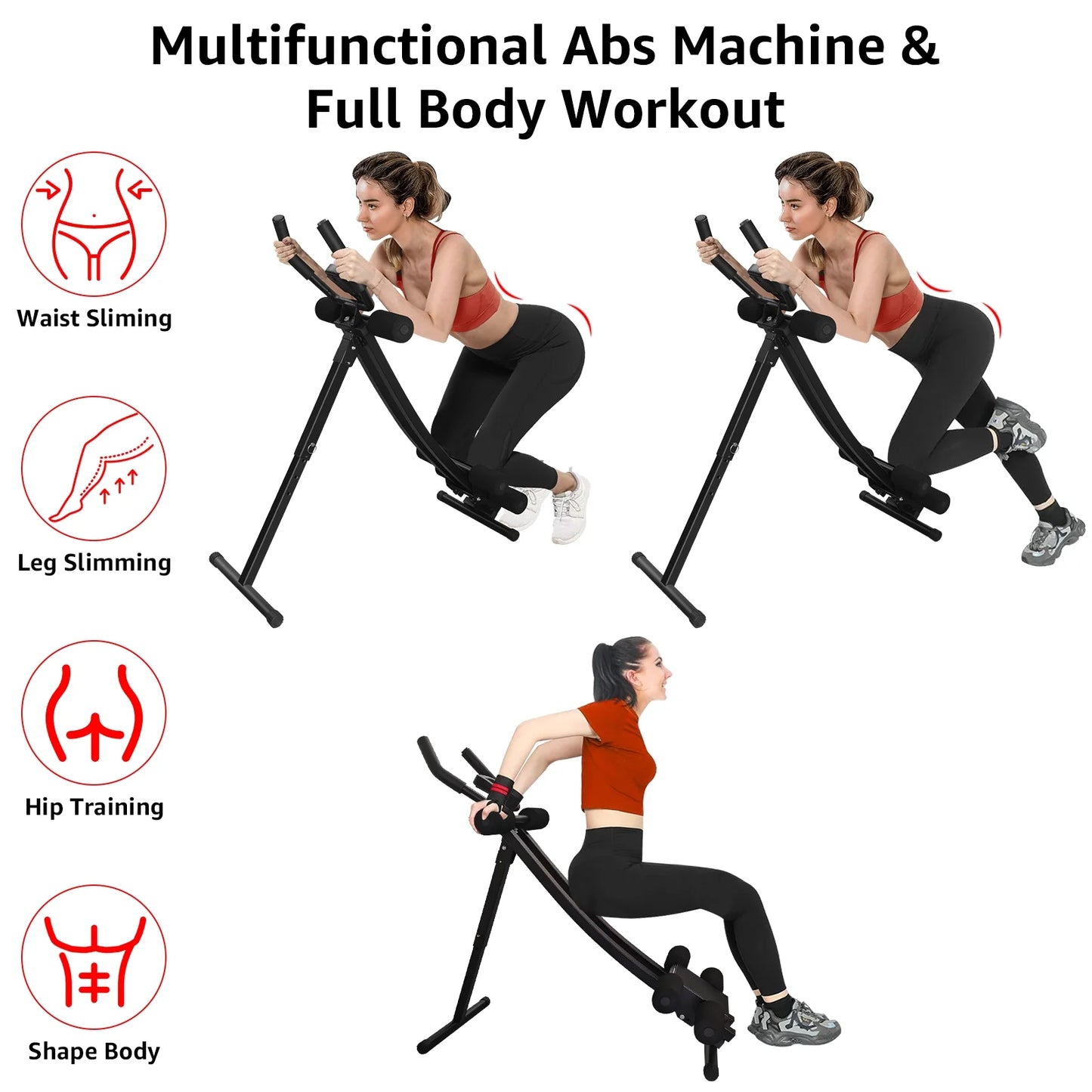Jacgood Ab Workout Equipment, Foldable Ab Machine Full Body Workout for Home Gym, 4 Angles Adjustable ab Trainer, Strength Training Exercise, Core & Abdominal Trainers, Max 440lbs