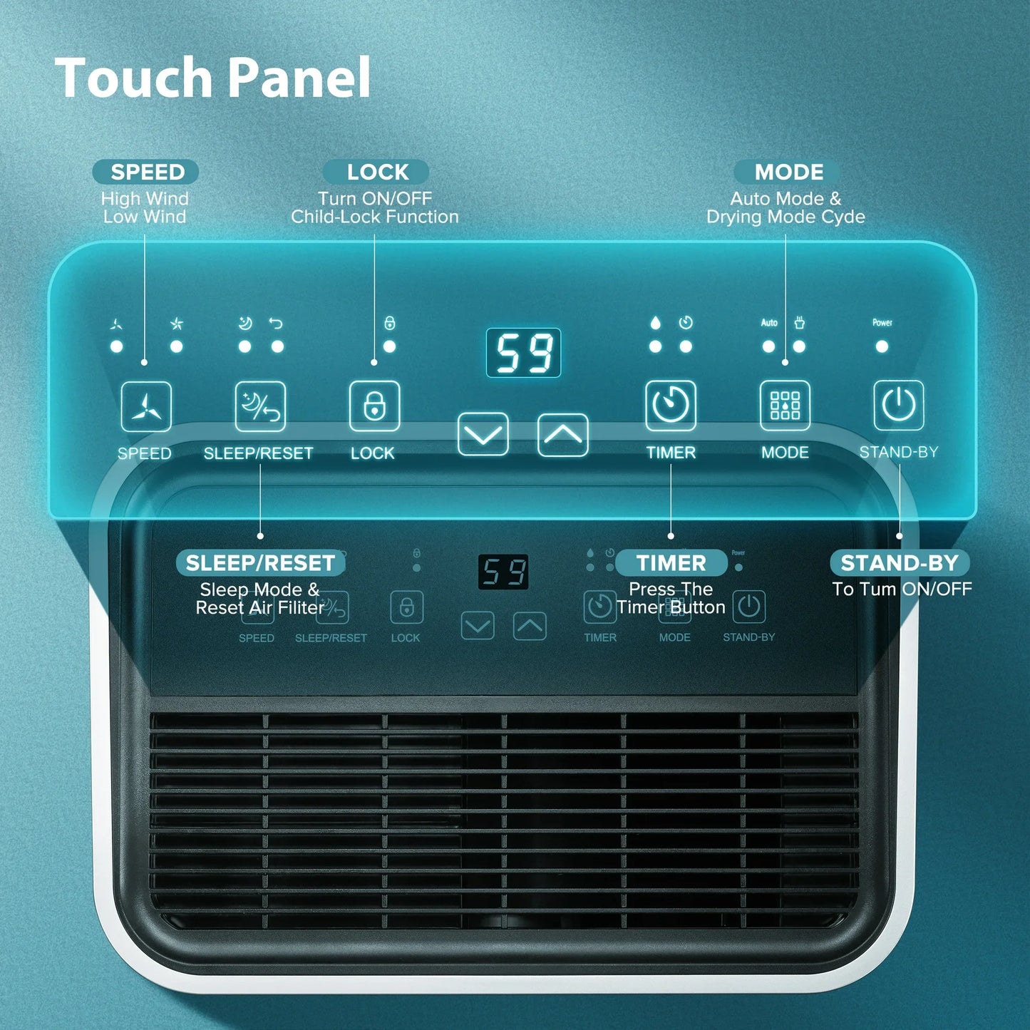 KISSAIR 15 Pint Dehumidifiers, 1000 Sq. Ft Dehumidifier with Drain Hose, 1.72 Gallon Water Tank, 3 Operation Modes, 24H Timer, Portable Dehumidifier for Basement/Bathroom/Laundry Room