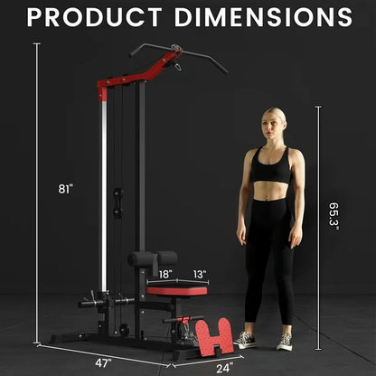 Mikolo LAT Pull Down Machine Set, Multifunction Cable Workout Equipment with Flip-up Footplate and Plates Storage Posts ? ? ? ? ?