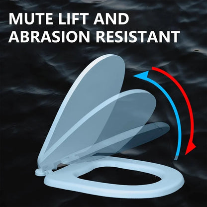 Aiteng Durable Round Toilet Seat with Slow Soft Close - Easy to Install and Clean, Never Loosens, Fits Most Round Toilets, Blue