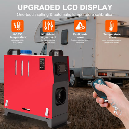 Jacgood 12V 8KW Diesel Air Heater, Black, With LCD Display, Remote Control, Silencer, for Recreational Vehicle