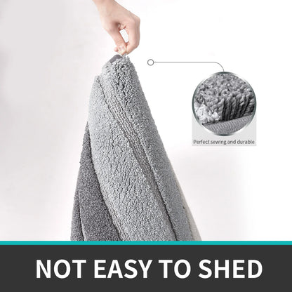 GTNSHUAI Extra Thick Microfiber Bath Rug, Non-Slip Soft Absorbent Bathroom Mat, 16 x 24, Gray
