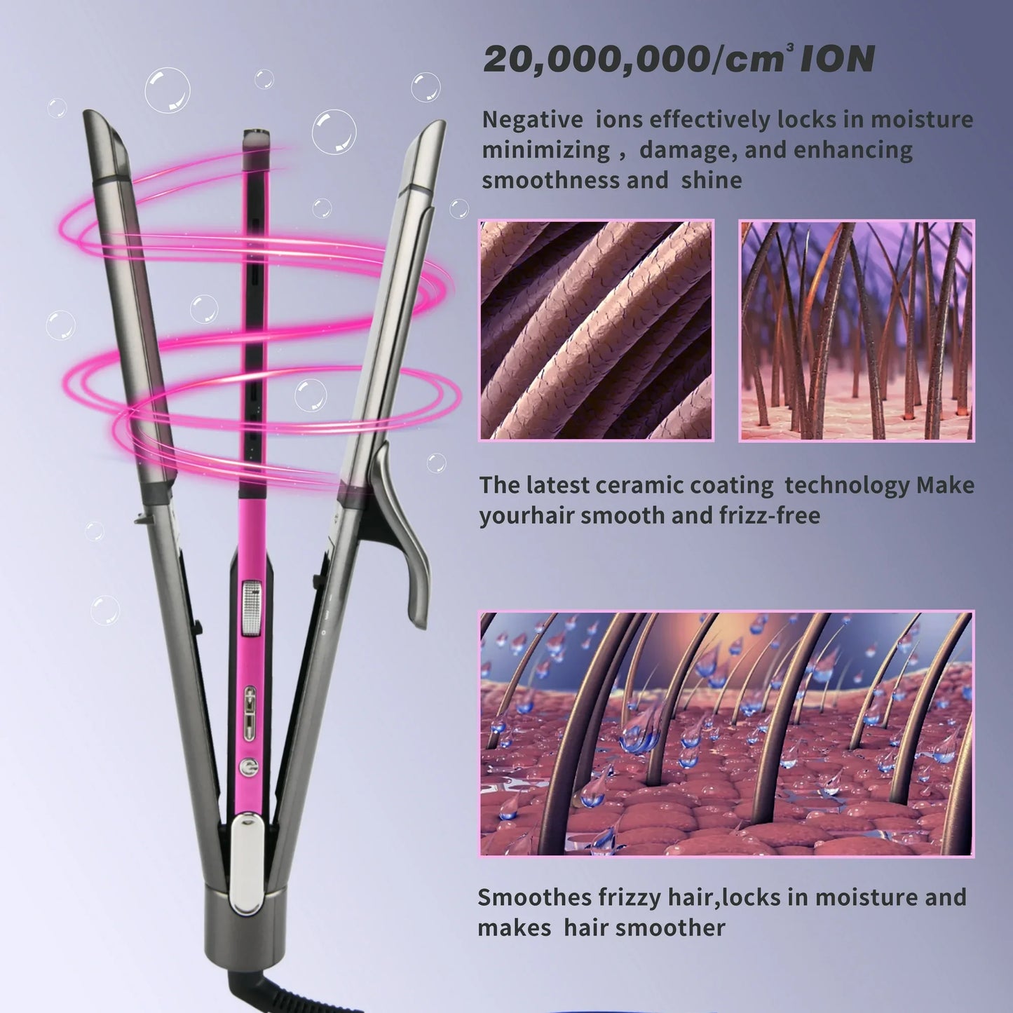 Iris Pretech Ceramic 1.3 in ABS Multi Functional Hair Curling Iron, Fast Heating, Auto Shut off, Digital Display, Gray