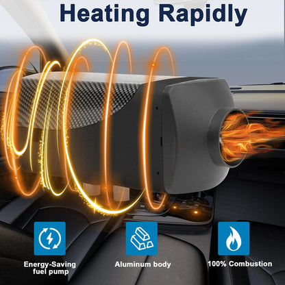 Jacgood Diesel Heater 12V Muffler 8KW Air Diesel Heater 12V Diesel Air Heater with LCD Switch for Car Trucks Motor- Home Boat Bus Can，Black