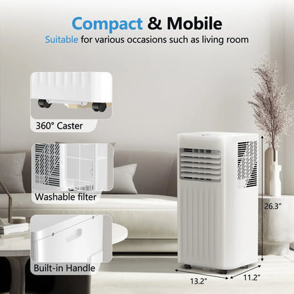 Havato 5000BTU (8000 ASHRAE) Portable Air Conditioner, Covers up to 150 Sq. Ft., 3 in 1 AC with 24-Hour Timer