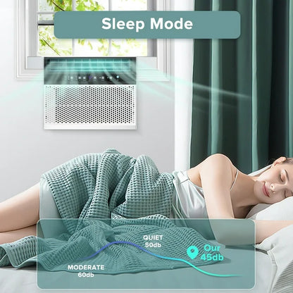 KISSAIR 6,300 BTU (10,000 BTU ASHRAE) Window Air Conditioner, Cools 450 Sq.ft., 6 Modes, 24H Timer, Energy-Saving & Low Noise, Remote Control for Home/Office/Dorm/Apt-White