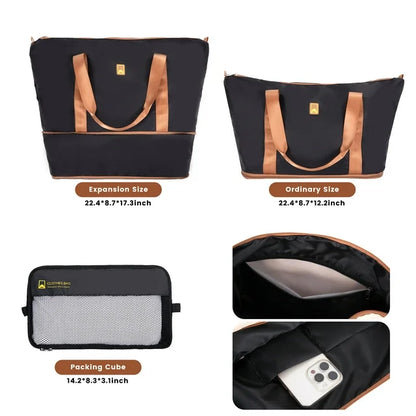 Landisun Luggage Sets 6 Piece Hardshell ABS Suitcase Set with TSA Lock, Travel Luggage with Portable Bag, Black