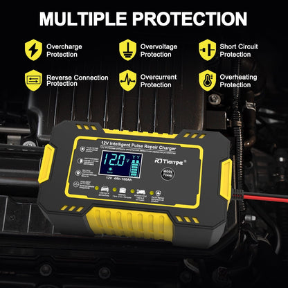 Car Battery Charger, 12V 6A Smart Battery Trickle Charger Automotive 12V Battery Maintainer Desulfator