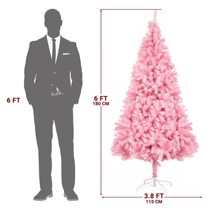 Ktaxon Pink Christmas Tree 6ft Traditional with 1000 Tips Artificial Xmas Tree, Indoor Holidays Decoration, Unlit