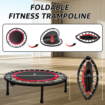 Jacgood 36" Exercise Mini Trampoline, Foldable Rebounder Mini Trampoline for Adult, Fitness Exercise Rebounder Trampoline Indoor Outdoor Workout 440 lb Weight