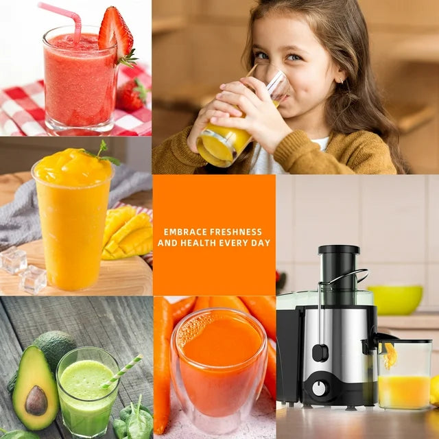 Juicer Machine 600W, Juice Extractor, Anti-Drip Press Centrifugal Juicer with Big Mouth 3" Feed Chute for Whole Fruit Vegetable, BPA-Free, Easy to Clean
