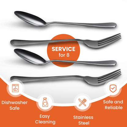 Silverware Set, 20 Piece Flatware Set for 4, Stainless Steel Tableware Cutlery Set for Home and Restaurant, Dishwasher Safe, Gun Gray