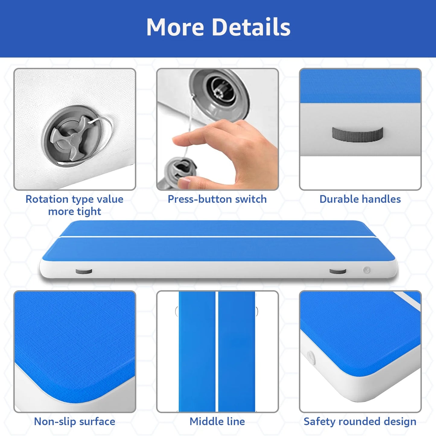 Jacgood 20FTx6.6FT Air Tumbling Track Inflatable Air Gymnastics Mat 8" Thickness for Home /Training/Cheerleading/Yoga/Water Sports with Electric Air Pump