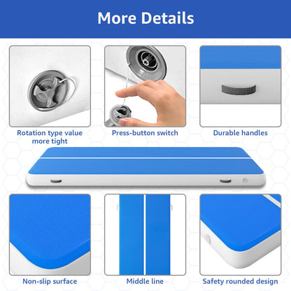 Jacgood 20FTx6.6FT Air Tumbling Track Inflatable Air Gymnastics Mat 8" Thickness for Home /Training/Cheerleading/Yoga/Water Sports with Electric Air Pump