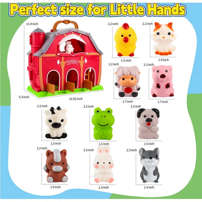 Farm Animals Big Barn Toy for 1 2 3 Year Old, Toddler Educational Montessori Toys, Farm Pretend Playset with Barn & Farmer, Christmas Birthday Easter Gift for Toddler Baby Boys Girls 1-3 Years