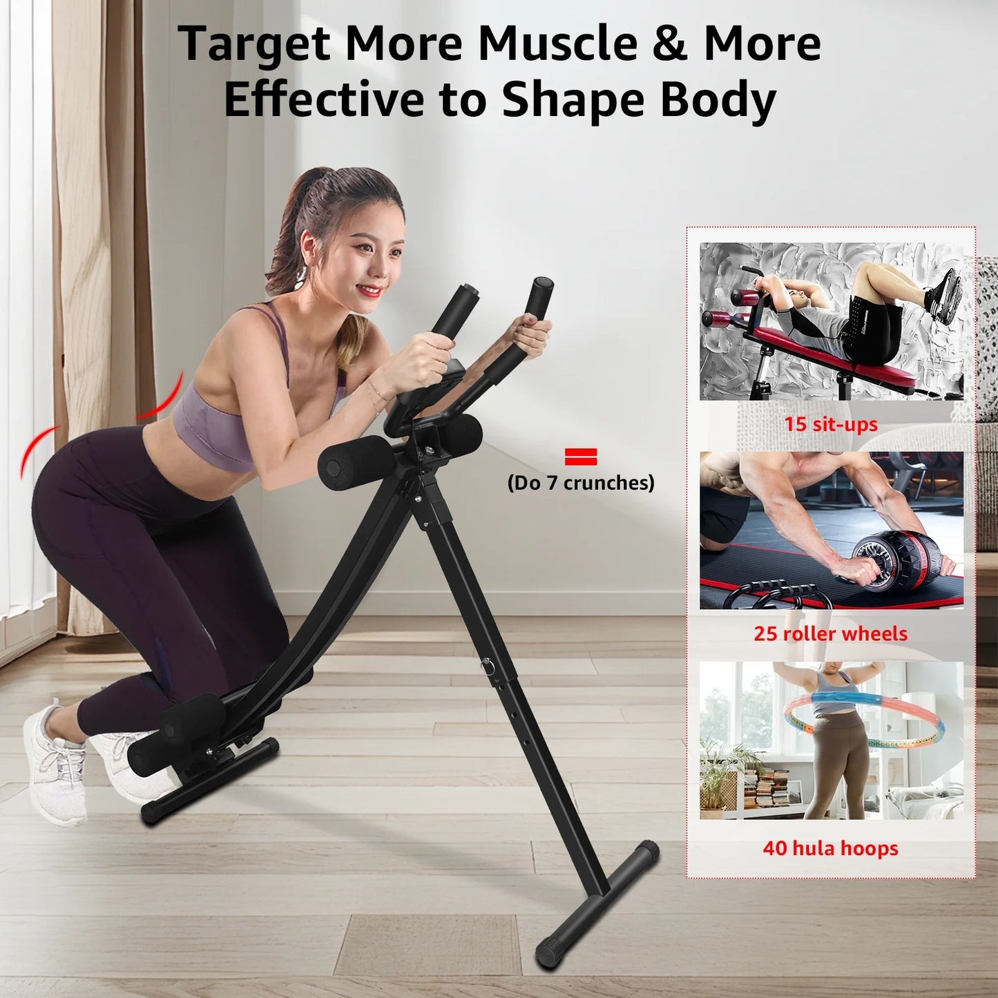 Jacgood Ab Workout Equipment, Foldable Ab Machine Full Body Workout for Home Gym, 4 Angles Adjustable ab Trainer, Strength Training Exercise, Core & Abdominal Trainers, Max 440lbs