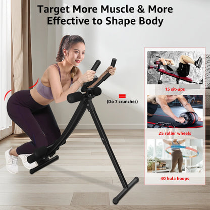 Jacgood Ab Workout Equipment, Foldable Ab Machine Full Body Workout for Home Gym, 4 Angles Adjustable ab Trainer, Strength Training Exercise, Core & Abdominal Trainers, Max 440lbs
