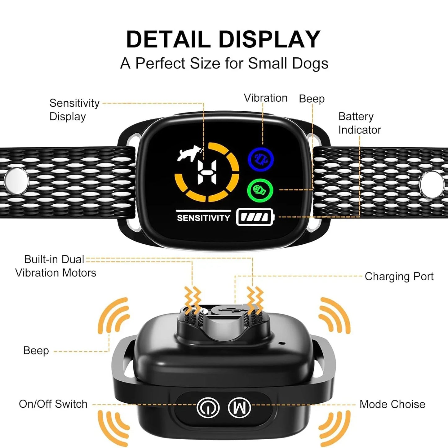 Dog Bark Collar - Rechargeable Smart Anti Barking Collar for Dogs - Waterproof No Shock Bark Collar for Small/Medium Dogs - Shockless Bark Collar with 6 Adjustable Sensitivity Beep Vibration