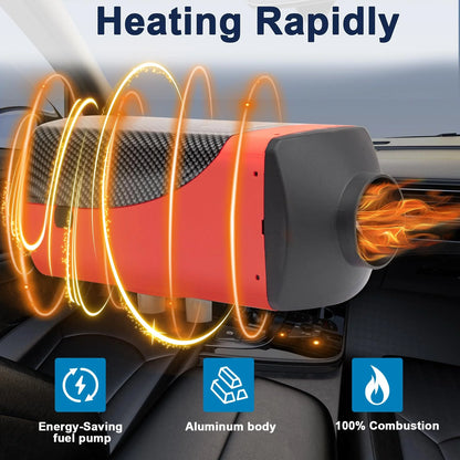 Jacgood Diesel Heater 12V Muffler 8KW Air Diesel Heater 12V Diesel Air Heater with LCD Switch for Car Trucks Motor- Home Boat Bus Can，Red