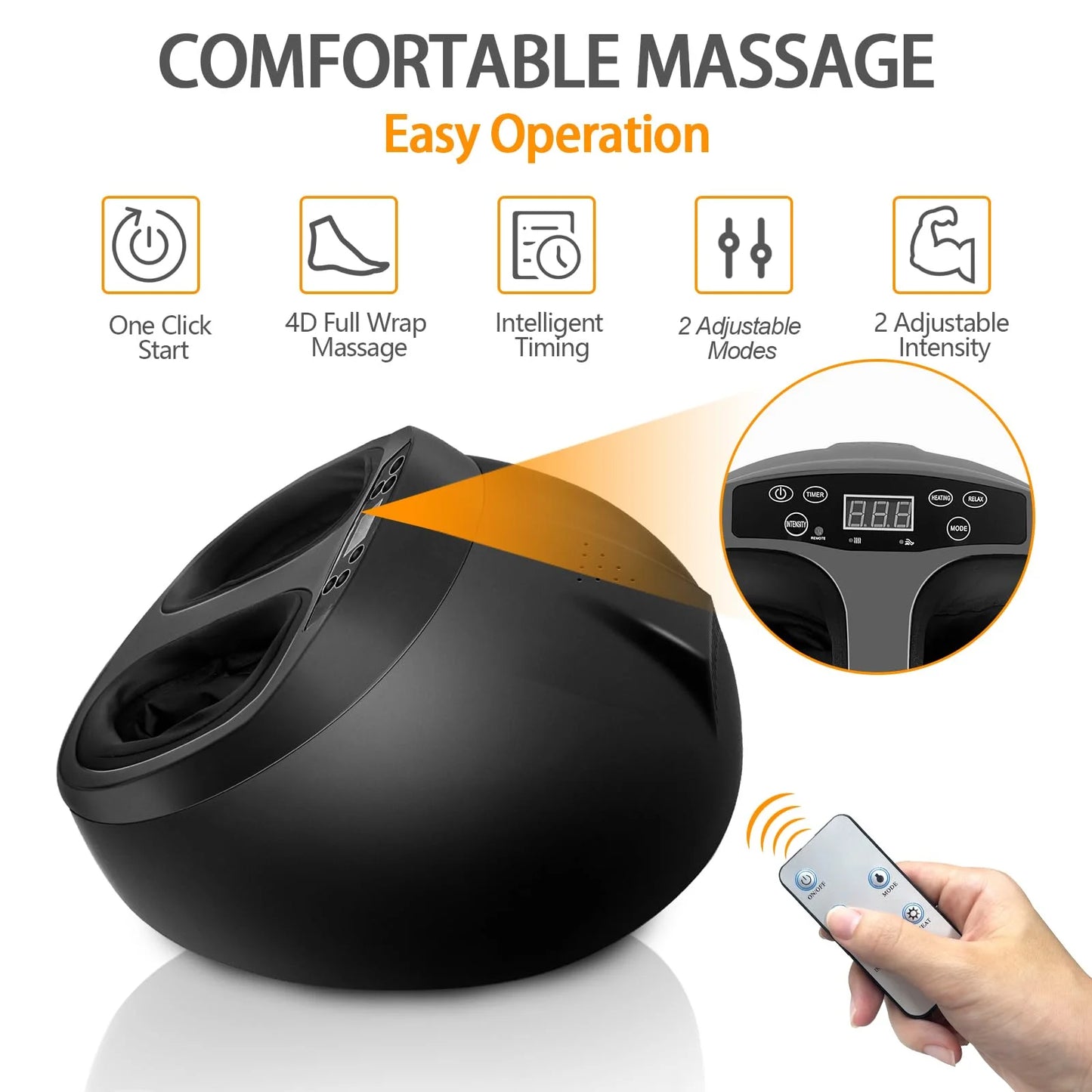 Jacgood Foot Massager with Heat, Vibration,Rolling Compression Feet Massager Machine for Plantar Fasciitis,Neuropathy Pain,Multi-Level Settings & Adjustable Intensity