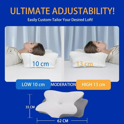GTNSHUAI Cervical Pillow for Neck Pain Relief, Adjustable Orthopedic Memory Foam Bed Pillows with Cooling Case
