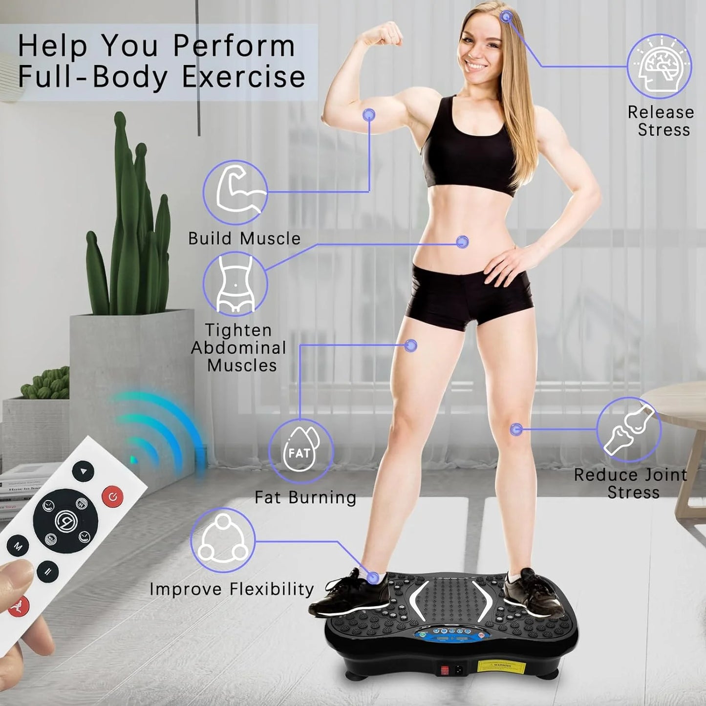 PRIJESSE Vibration Plate Exercise Machine Whole Body Workout Fitness Equipment for Weight Loss