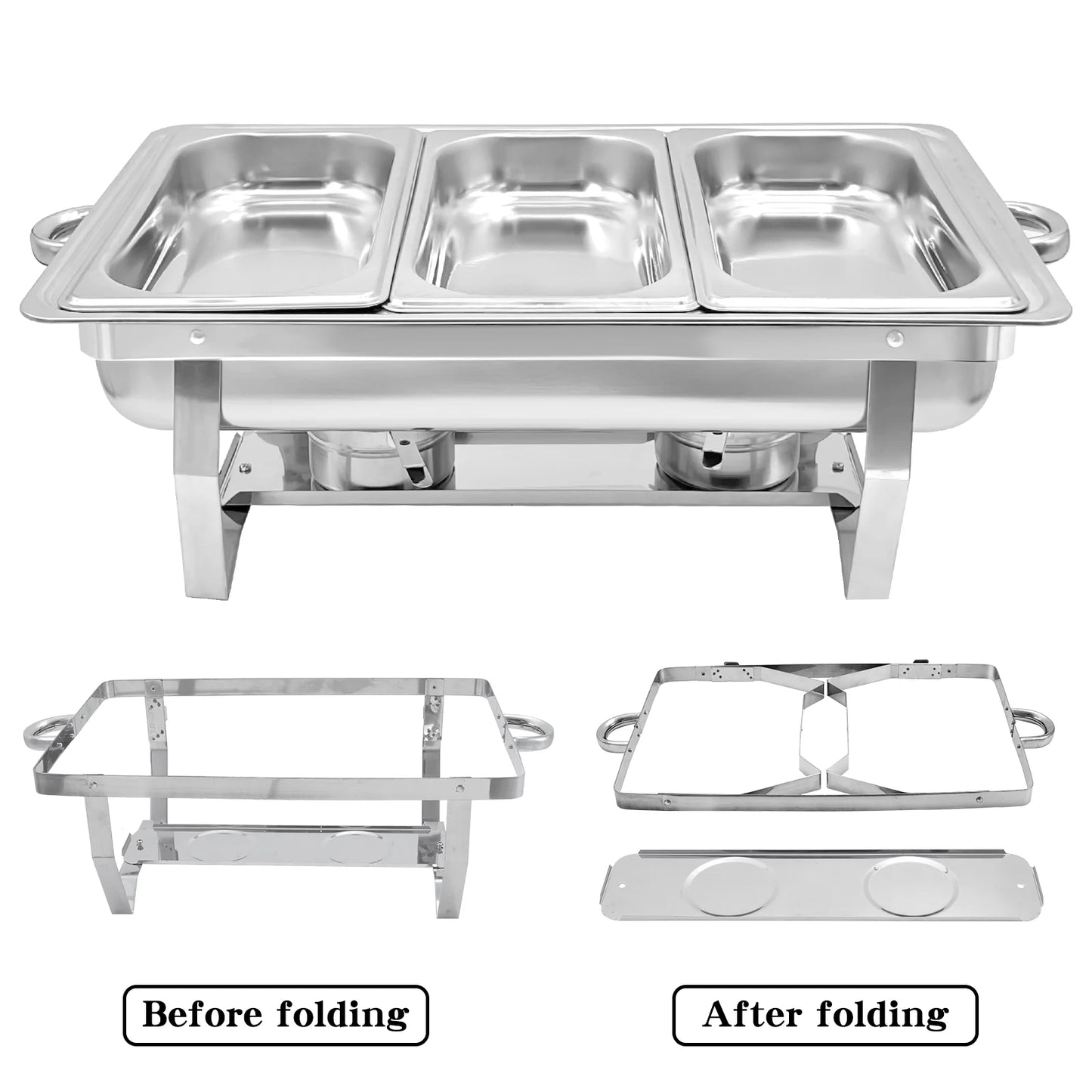 JSTUOKE 8 qt Stainless Steel Chafing Dishes with 1/3 Food Pan (Set of 4)