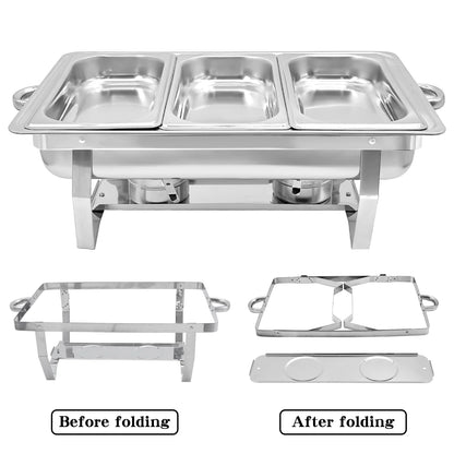 JSTUOKE 8 qt Stainless Steel Chafing Dishes with 1/3 Food Pan (Set of 4)