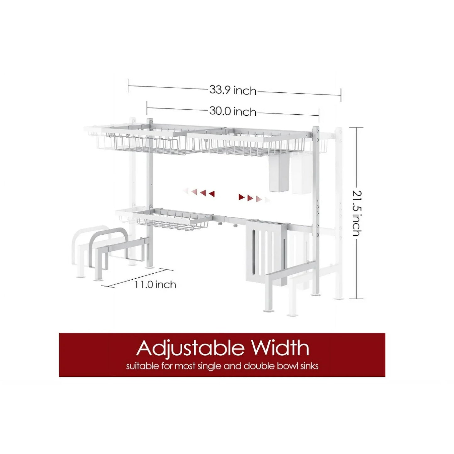 TNTANTS Dish Drying Rack Large Over The Sink Dish Drainer Drying Rack, Large Capacity Stainless Steel Dish Rack, Multifunctional Kitchen Organizers and Storage Rack