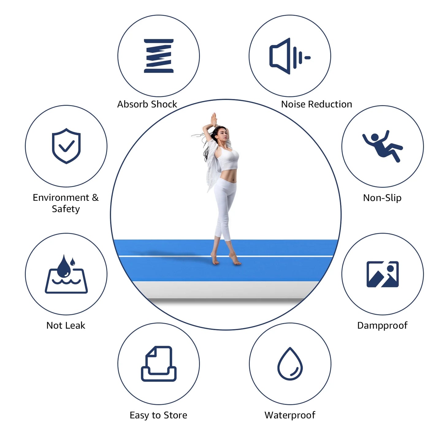 Jacgood 20FTx6.6FT Air Tumbling Track Inflatable Air Gymnastics Mat 8" Thickness for Home /Training/Cheerleading/Yoga/Water Sports with Electric Air Pump