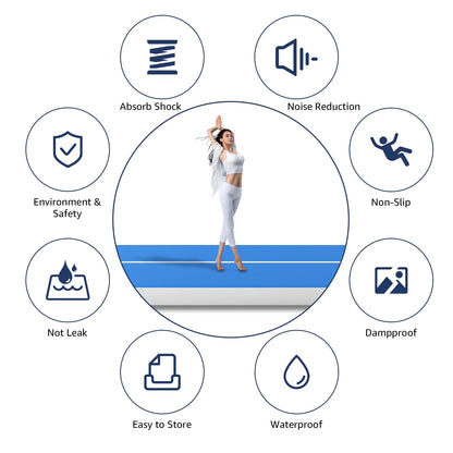 Jacgood 20FTx6.6FT Air Tumbling Track Inflatable Air Gymnastics Mat 8" Thickness for Home /Training/Cheerleading/Yoga/Water Sports with Electric Air Pump