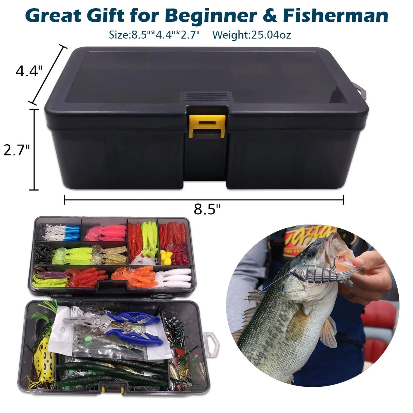 Luxvie 300Pcs Fishing Lures Kit for Bass, Freshwater Frog Lure with Free Tackle Box, Fishing Lure Set Including Combo Swimbaits, Crankbaits, Spinnerbaits, Plastic Worms, Jigs, Topwater Lures