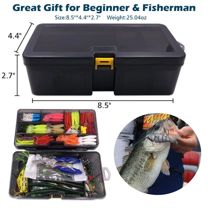 Luxvie 300Pcs Fishing Lures Kit for Bass, Freshwater Frog Lure with Free Tackle Box, Fishing Lure Set Including Combo Swimbaits, Crankbaits, Spinnerbaits, Plastic Worms, Jigs, Topwater Lures